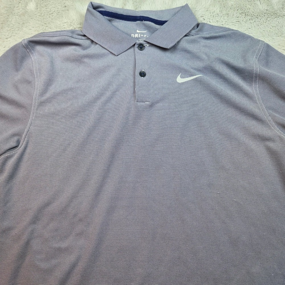 Nike Dri-FIT Micro Stripe Short Sleeve Polo Shirt Mens Size Medium Purple